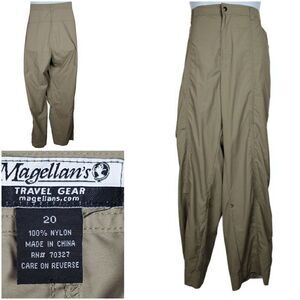 Magellan's Travel Gear Pants Womens Size 20 Brown Roll Tab  Adjustable Length